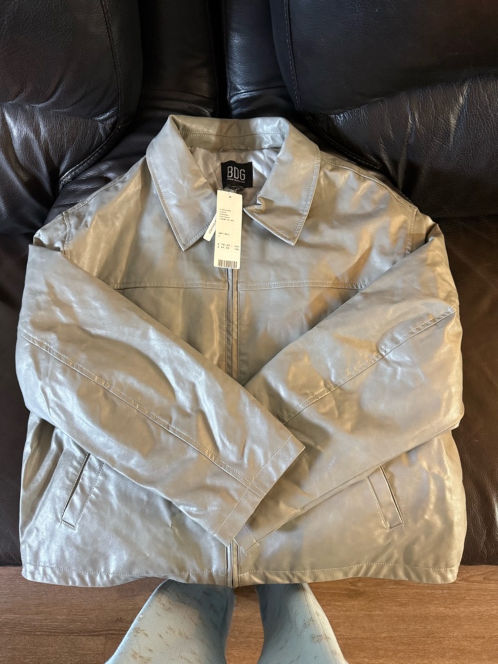 BNWT BDG Grey Faux Leather Jacket